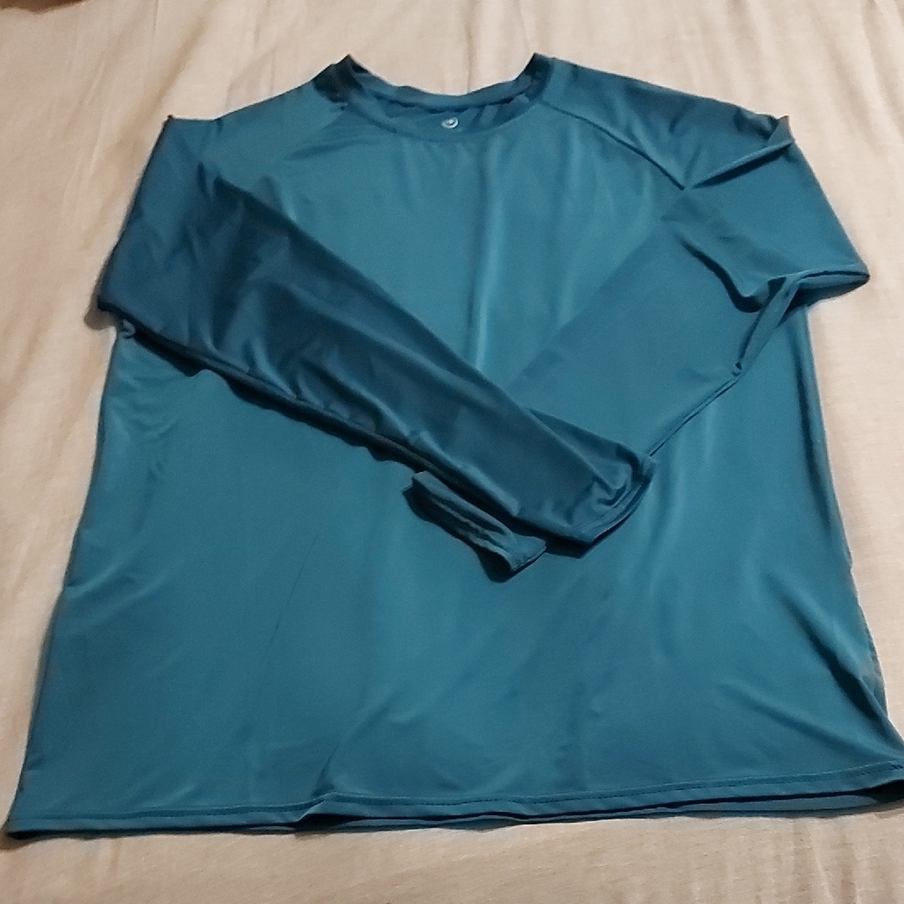 Men's Teal Long Sleeve Rash Guard - Picture 2 of 4